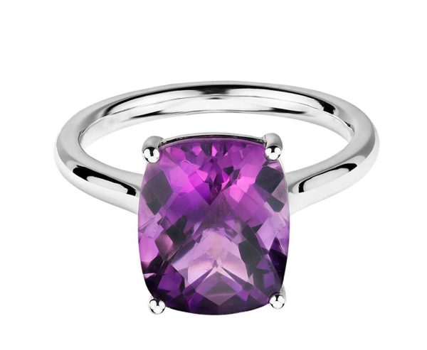 Amethyst Cushion Silver Ring